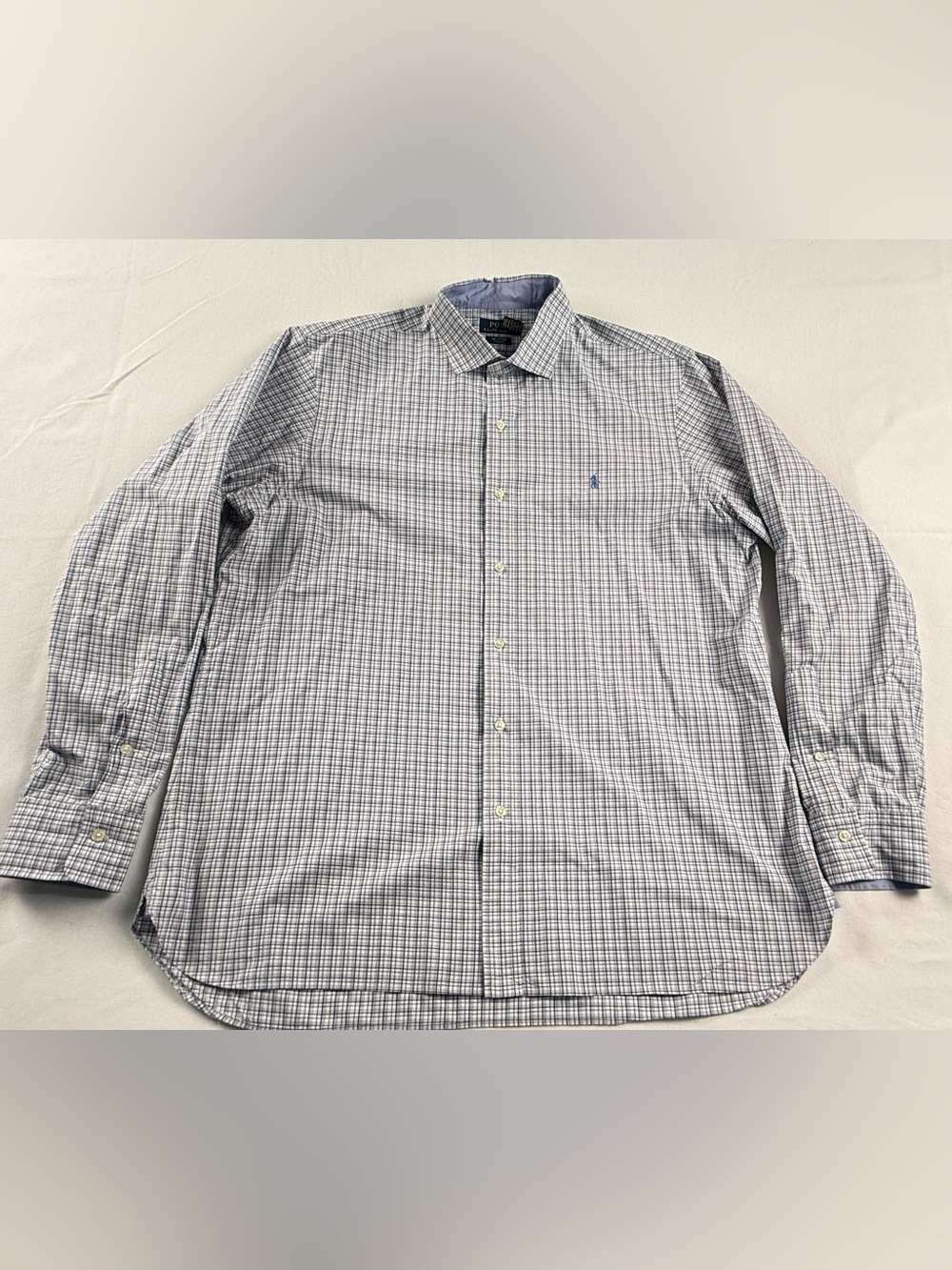 Ralph Lauren White and Blue Windowpane Dress Shirt